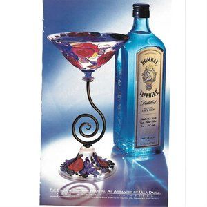Bombay Sapphire Martini AD London Dry Gin 1990s Vintage Print Ad